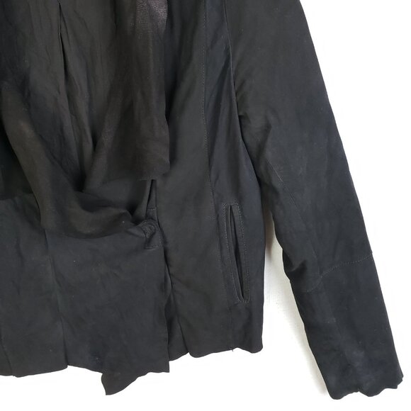 Graham & Spencer Suede Leather Jacket Soft Asymmetrical Biker Goth Black size L - Picture 6 of 16